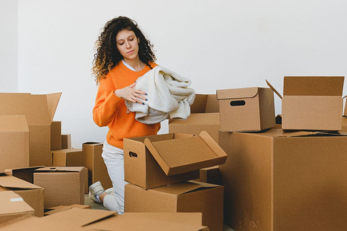 Packing boxes in an apartment being moved out of