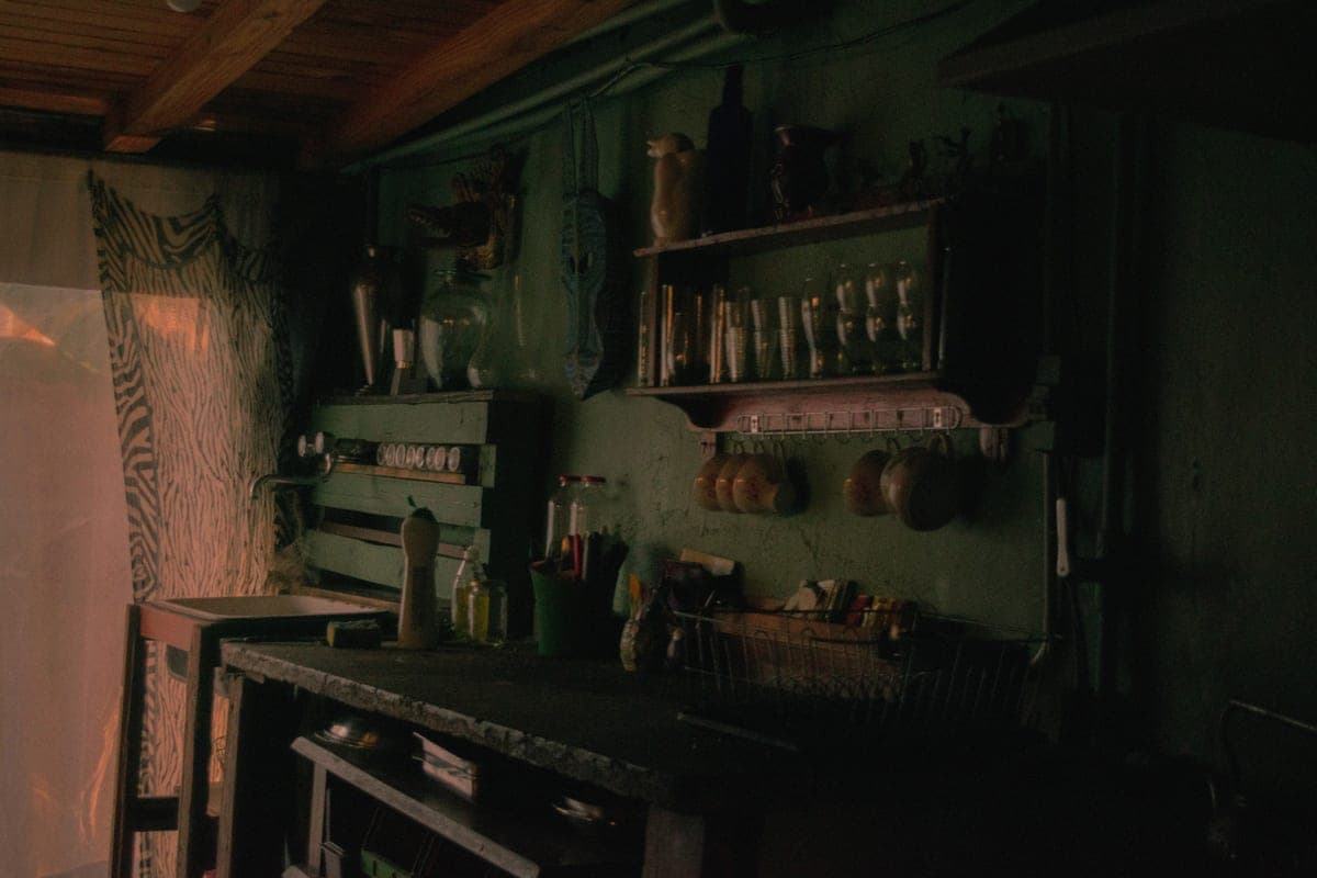 Lit shelving inside a pantry cupboard